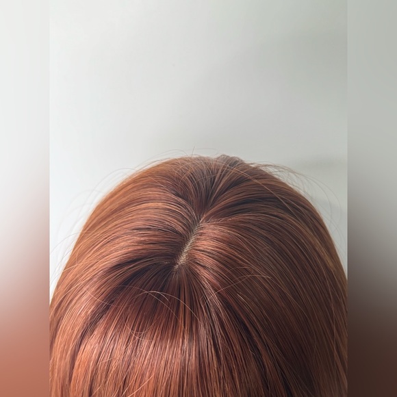 Reddish Copper Long Wavy natural Synthetic Fiber Full Wig With Bangs for dai… - Picture 11 of 12